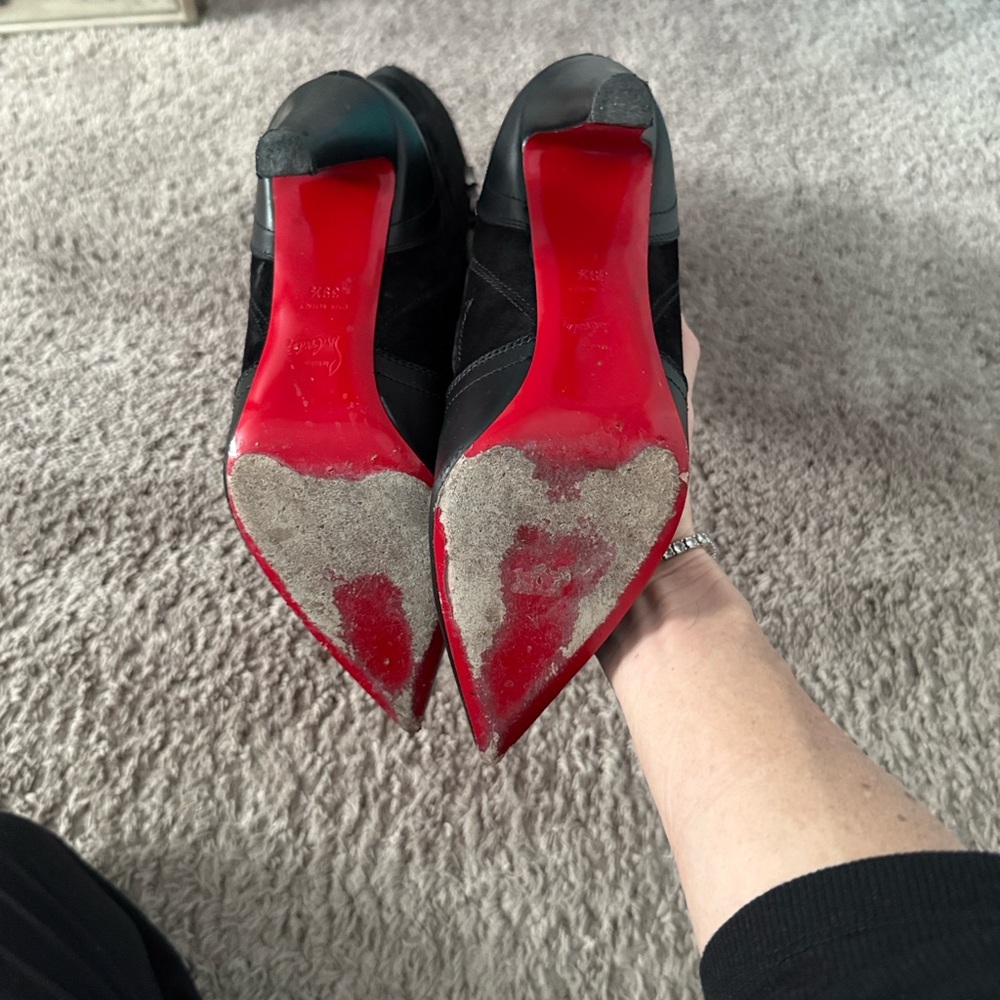 Christian Louboutin Black Moulamax Heeled Boots Size 39.5 - Picture 7 of 9